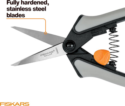 6" Steel Micro-Tip Pruning Scissors, Garden Snips for Small Plants