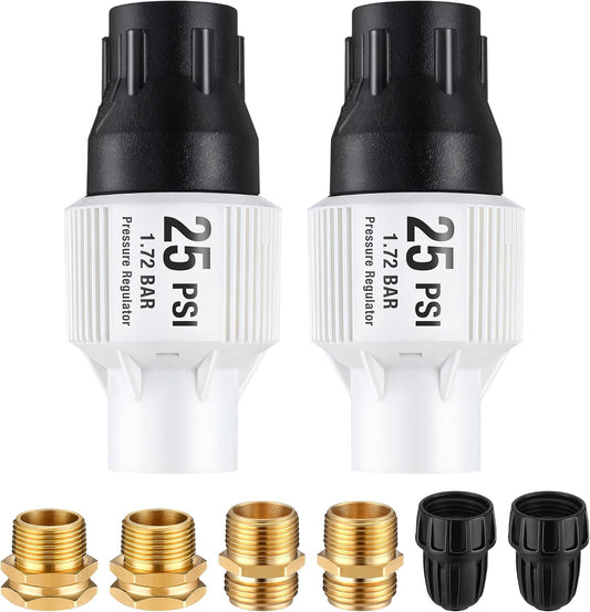 2 Pack 25 PSI Drip Irrigation Pressure Regulator Kit