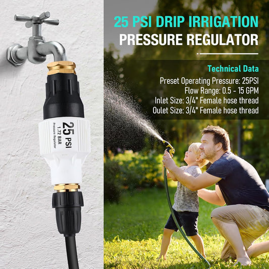 2 Pack 25 PSI Drip Irrigation Pressure Regulator Kit