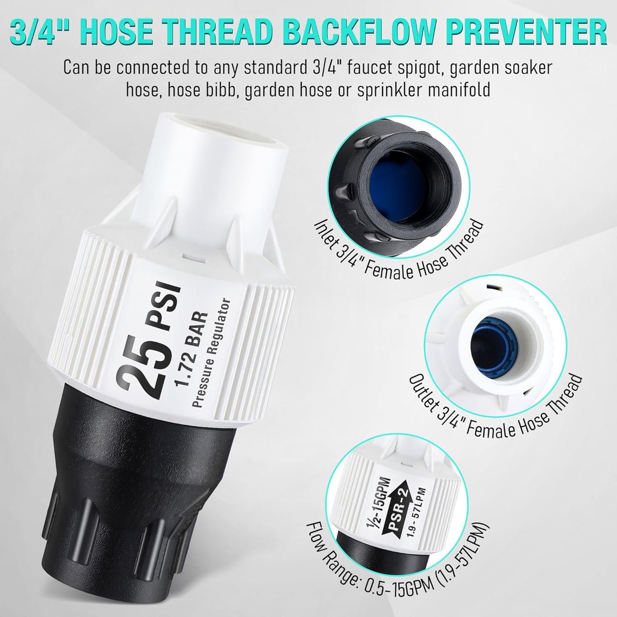 2 Pack 25 PSI Drip Irrigation Pressure Regulator Kit