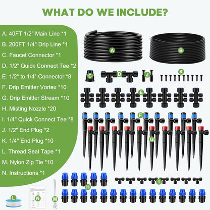 240FT Quick-Connect Drip Irrigation System