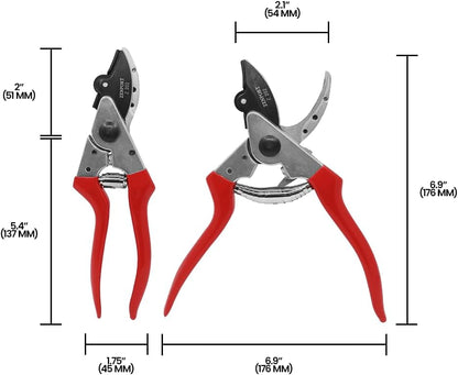 Z202 Heavy Duty Pruner, Cut-n-Hold, Red Handles, 8-Inch