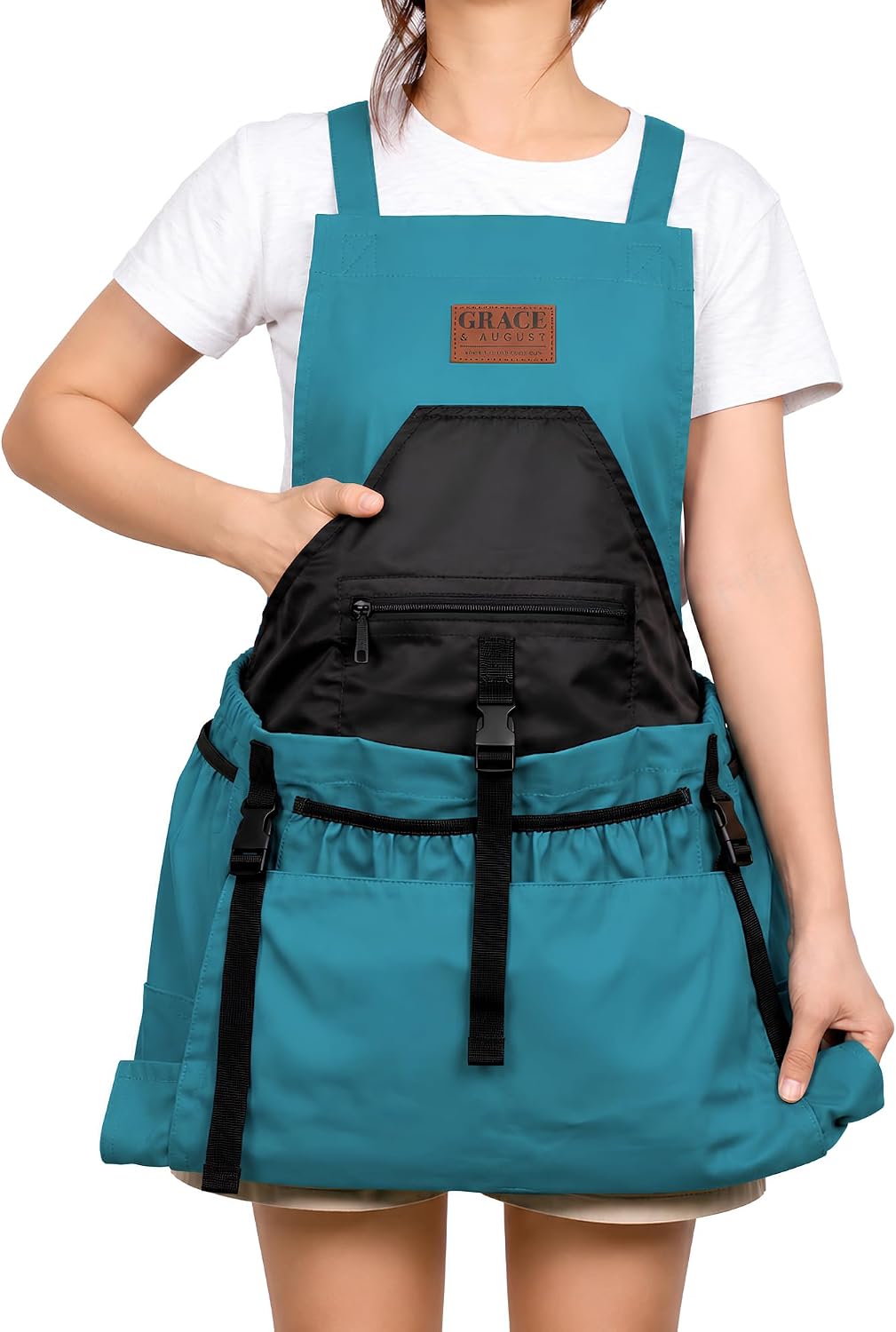 Gardening Apron with Pockets for Women & Men - Garden Apron 7 Pockets & Internal Drawstring Bag - Great Gift