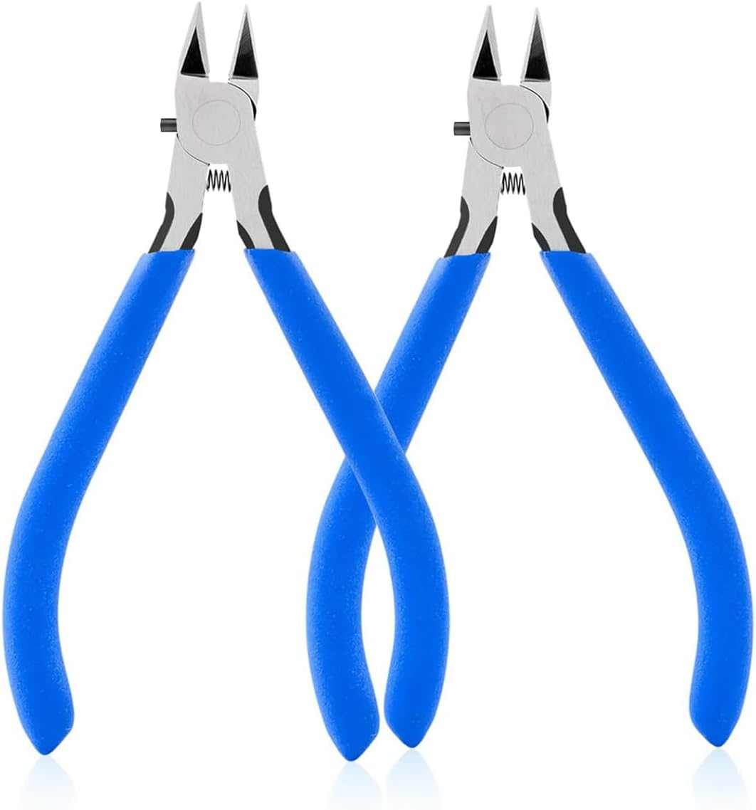 Wire Cutters, 5" Electronic Needle Flush Cutters, Ultra-Sharp Crafts Diagonal Cutters Pliers, Wire Snips Side Cutters for Circuit Board, Plastic, Soft Copper Wire, Floral(2 Pack)