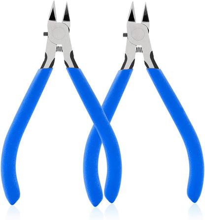 Wire Cutters, 5" Electronic Needle Flush Cutters, Ultra-Sharp Crafts Diagonal Cutters Pliers, Wire Snips Side Cutters for Circuit Board, Plastic, Soft Copper Wire, Floral(2 Pack)