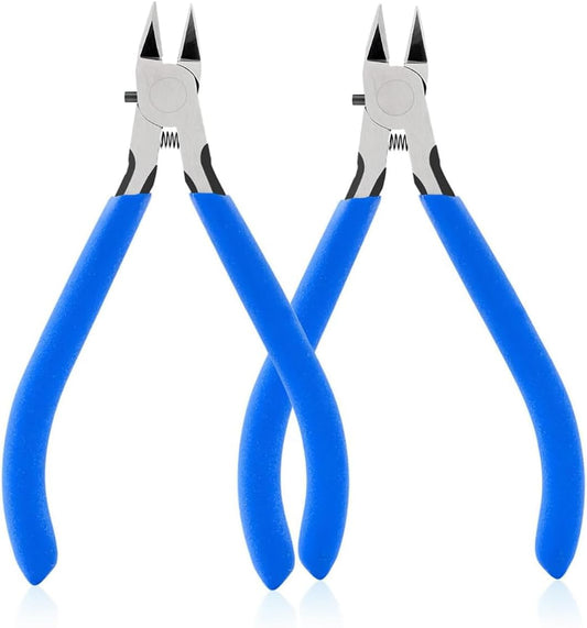 Wire Cutters, 5" Electronic Needle Flush Cutters, Ultra-Sharp Crafts Diagonal Cutters Pliers, Wire Snips Side Cutters for Circuit Board, Plastic, Soft Copper Wire, Floral(2 Pack)
