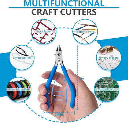 Wire Cutters, 5" Electronic Needle Flush Cutters, Ultra-Sharp Crafts Diagonal Cutters Pliers, Wire Snips Side Cutters for Circuit Board, Plastic, Soft Copper Wire, Floral(2 Pack)
