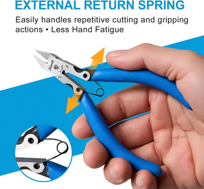 Wire Cutters, 5" Electronic Needle Flush Cutters, Ultra-Sharp Crafts Diagonal Cutters Pliers, Wire Snips Side Cutters for Circuit Board, Plastic, Soft Copper Wire, Floral(2 Pack)