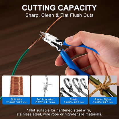 Wire Cutters, 5" Electronic Needle Flush Cutters, Ultra-Sharp Crafts Diagonal Cutters Pliers, Wire Snips Side Cutters for Circuit Board, Plastic, Soft Copper Wire, Floral(2 Pack)