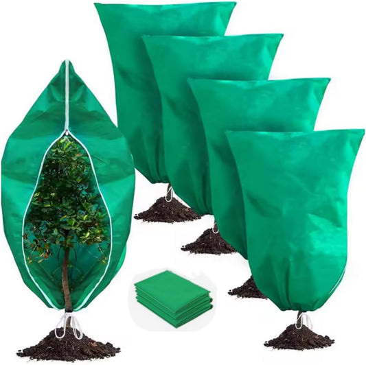 4 Pack Plant Covers Freeze Protection Bag Frost Covers & Zipper Drawstring, Plant Frost Protection Covers, Breathable Winter Plant Covers, Freeze Protection for Outdoor Plants (31.5*47.2in-4PCS)