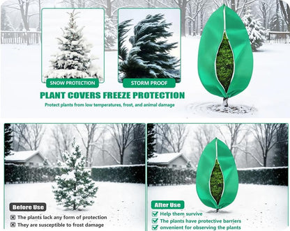 4 Pack Plant Covers Freeze Protection Bag Frost Covers & Zipper Drawstring, Plant Frost Protection Covers, Breathable Winter Plant Covers, Freeze Protection for Outdoor Plants (31.5*47.2in-4PCS)