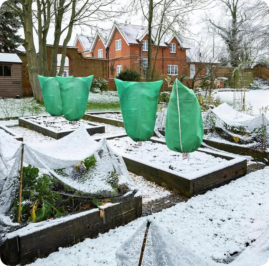 4 Pack Plant Covers Freeze Protection Bag Frost Covers & Zipper Drawstring, Plant Frost Protection Covers, Breathable Winter Plant Covers, Freeze Protection for Outdoor Plants (31.5*47.2in-4PCS)