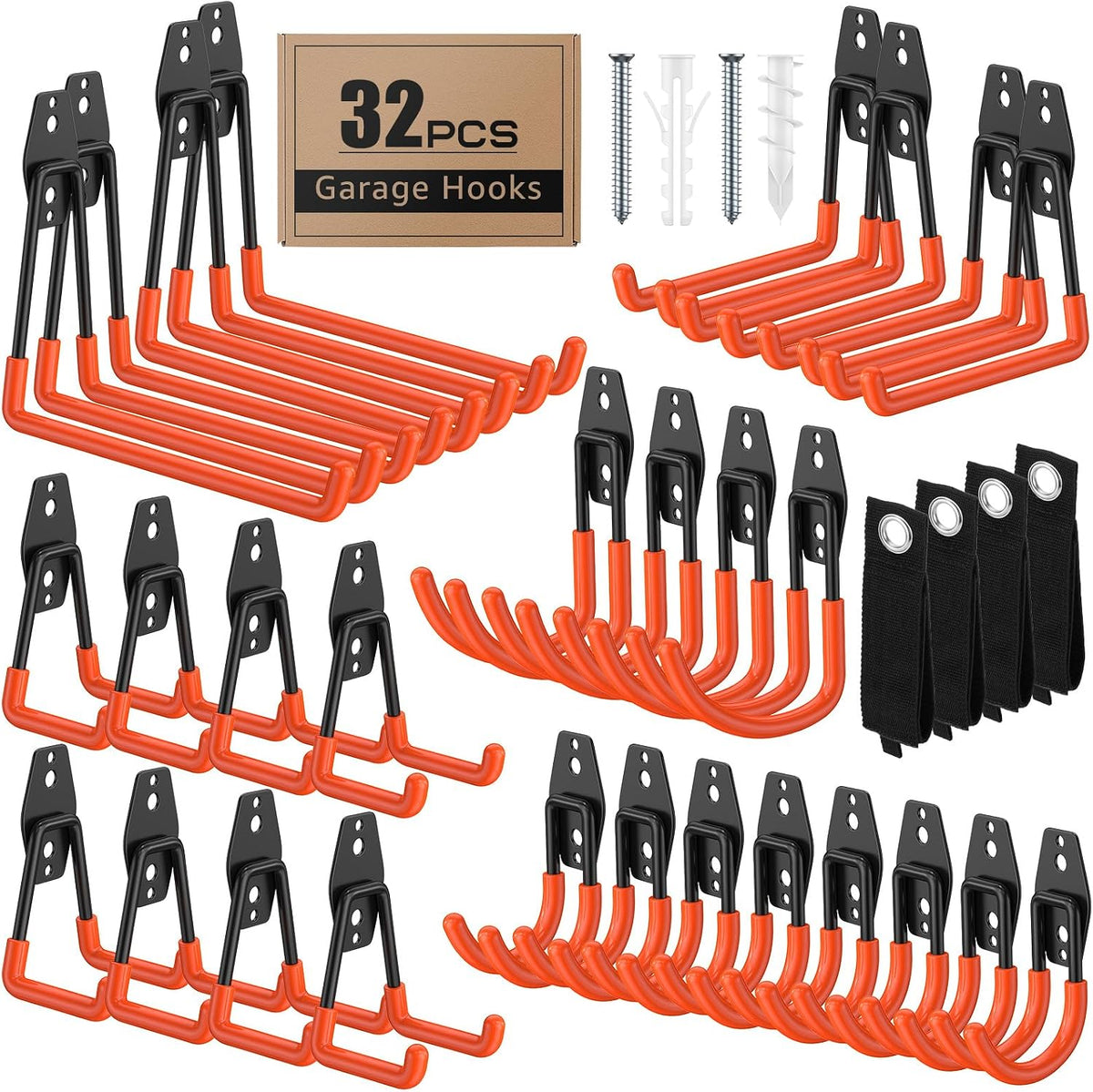 32-Pack Heavy Duty Wall Mount Garage Hooks