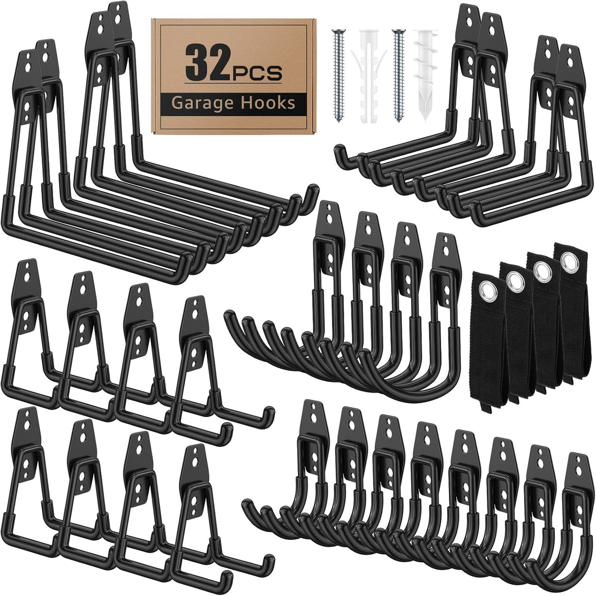 32-Pack Heavy Duty Wall Mount Garage Hooks
