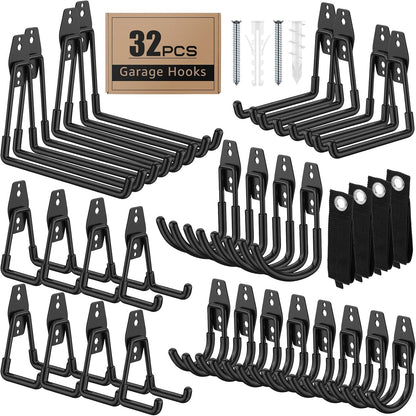 32-Pack Heavy Duty Wall Mount Garage Hooks