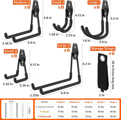 32-Pack Heavy Duty Wall Mount Garage Hooks