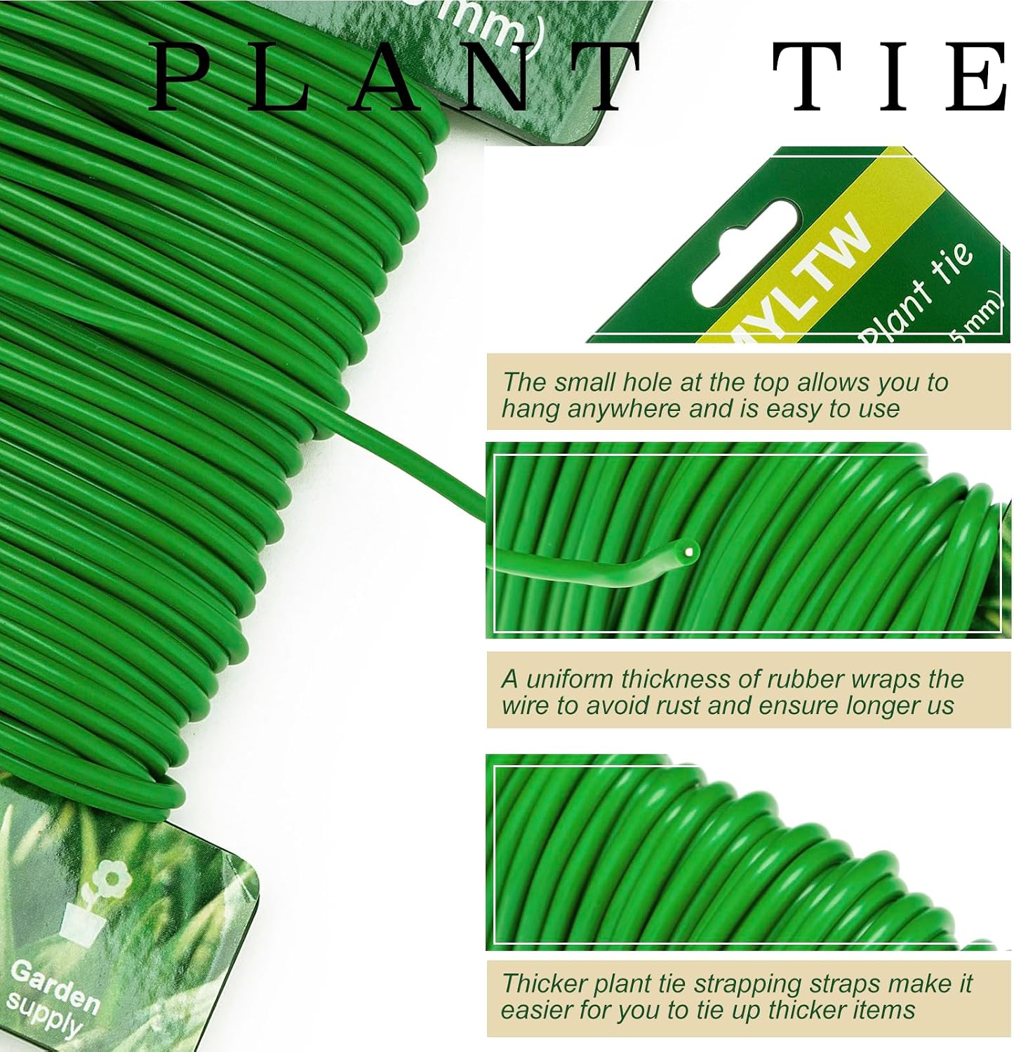 32FT Soft Plant Ties,Green Twist Garden Ties,Flexible Twist Ties for Climbing Plants House and Garden Plants Office Home Organizing(Diameter 2.5mm)