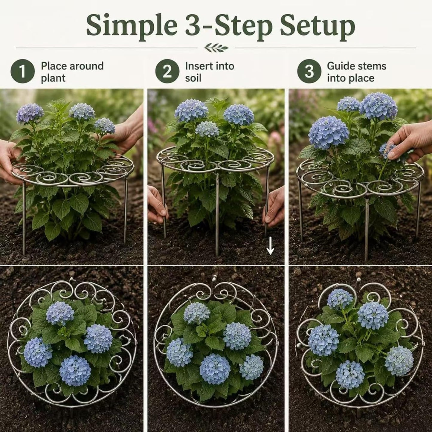 2026 New Metal Plant Support Ring for Peony & Flowers – Heavy Duty Rustproof Garden Stake, Stackable Grow Through Rings, Indoor Outdoor Flower Hoop, Upright Growth (L 17.32 * 17.32in,1pcs)