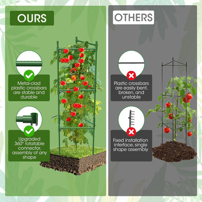 3 Pack Tomato Cage,Tomato Cage for Raised Garden Bed, 48'' Tall Tomato Trellis Triangle or Square Cages for Garden,Pots, Plant Cages & Supports（Green, Extra Bold ）