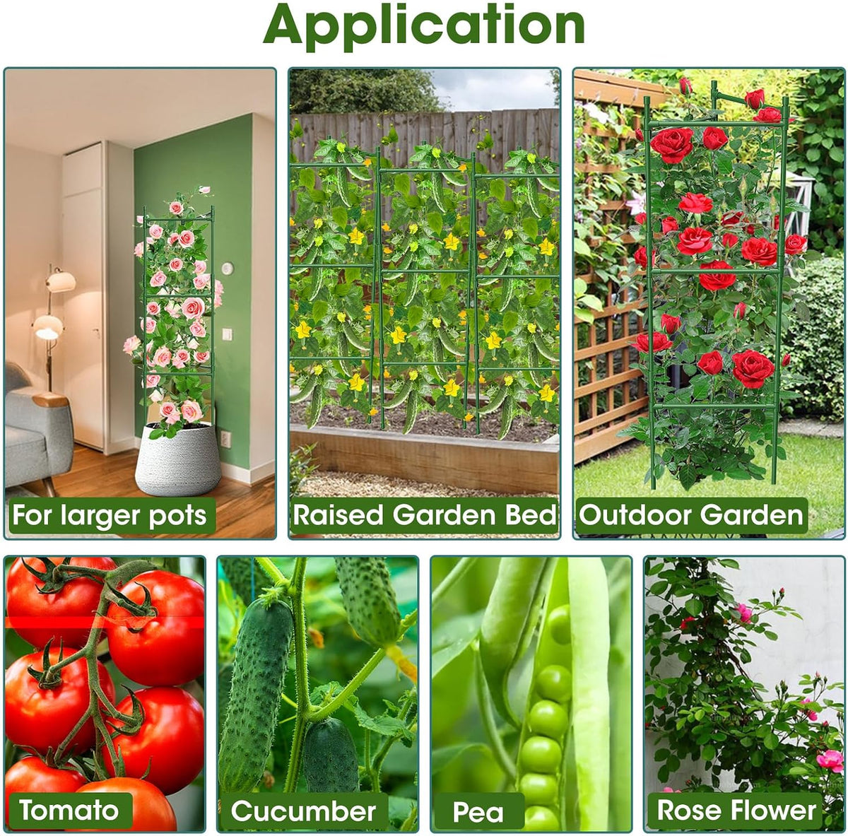 3 Pack Tomato Cage,Tomato Cage for Raised Garden Bed, 48'' Tall Tomato Trellis Triangle or Square Cages for Garden,Pots, Plant Cages & Supports（Green, Extra Bold ）