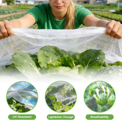 Garden Netting Kit for Raised Beds, Fiberglass Garden Hoops with 10x33FT Ultra Fine Mesh Netting and 24 Clips, Insect Netting for Garden Row Cover Vegetable Flowers Protection Barrier Plant Covers Net