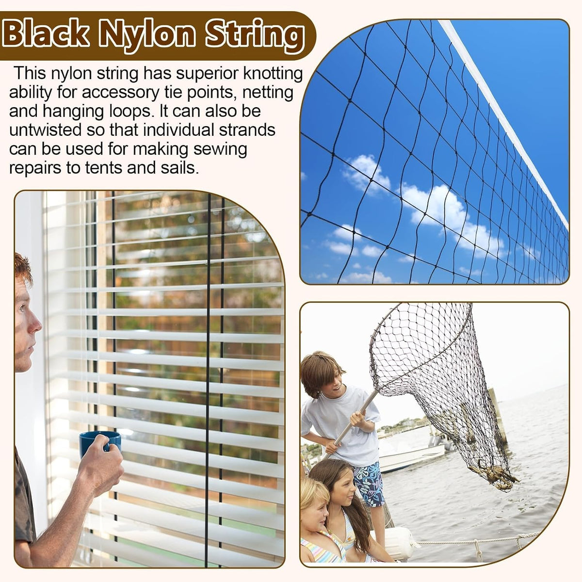 Black Nylon String 500ft 2mm UV Resistant Twine Garden Tomato Climb Wrap