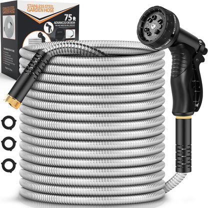 Rcfunkid 75FT No-Kink Metal Hose With 10 Function Nozzle Tough