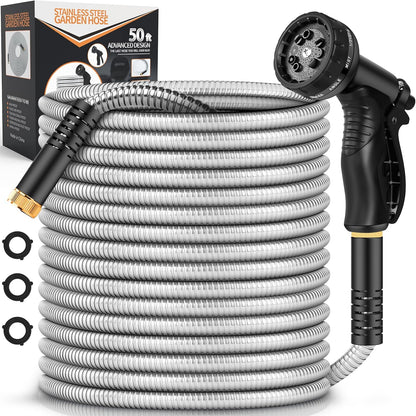 Rcfunkid 75FT No-Kink Metal Hose With 10 Function Nozzle Tough