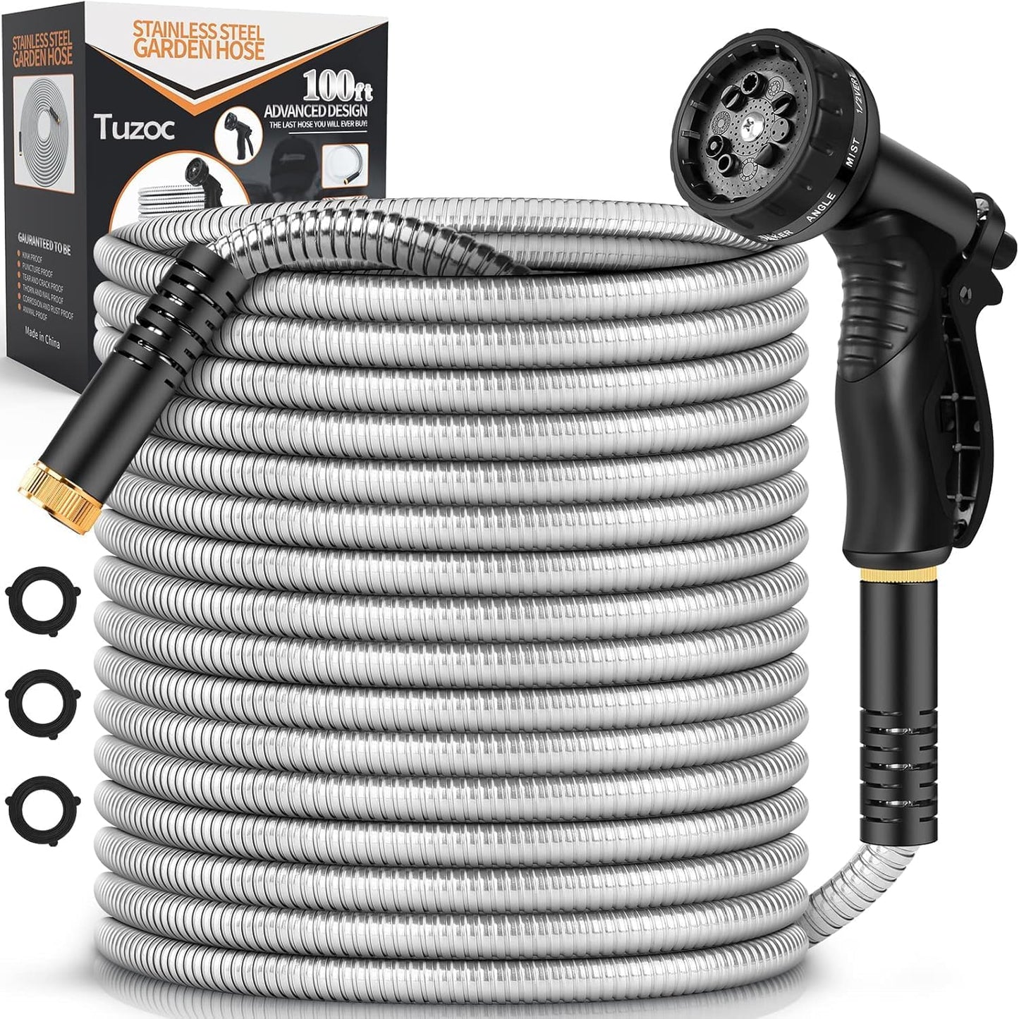 Rcfunkid 75FT No-Kink Metal Hose With 10 Function Nozzle Tough