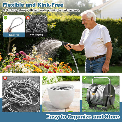 Rcfunkid 75FT No-Kink Metal Hose With 10 Function Nozzle Tough