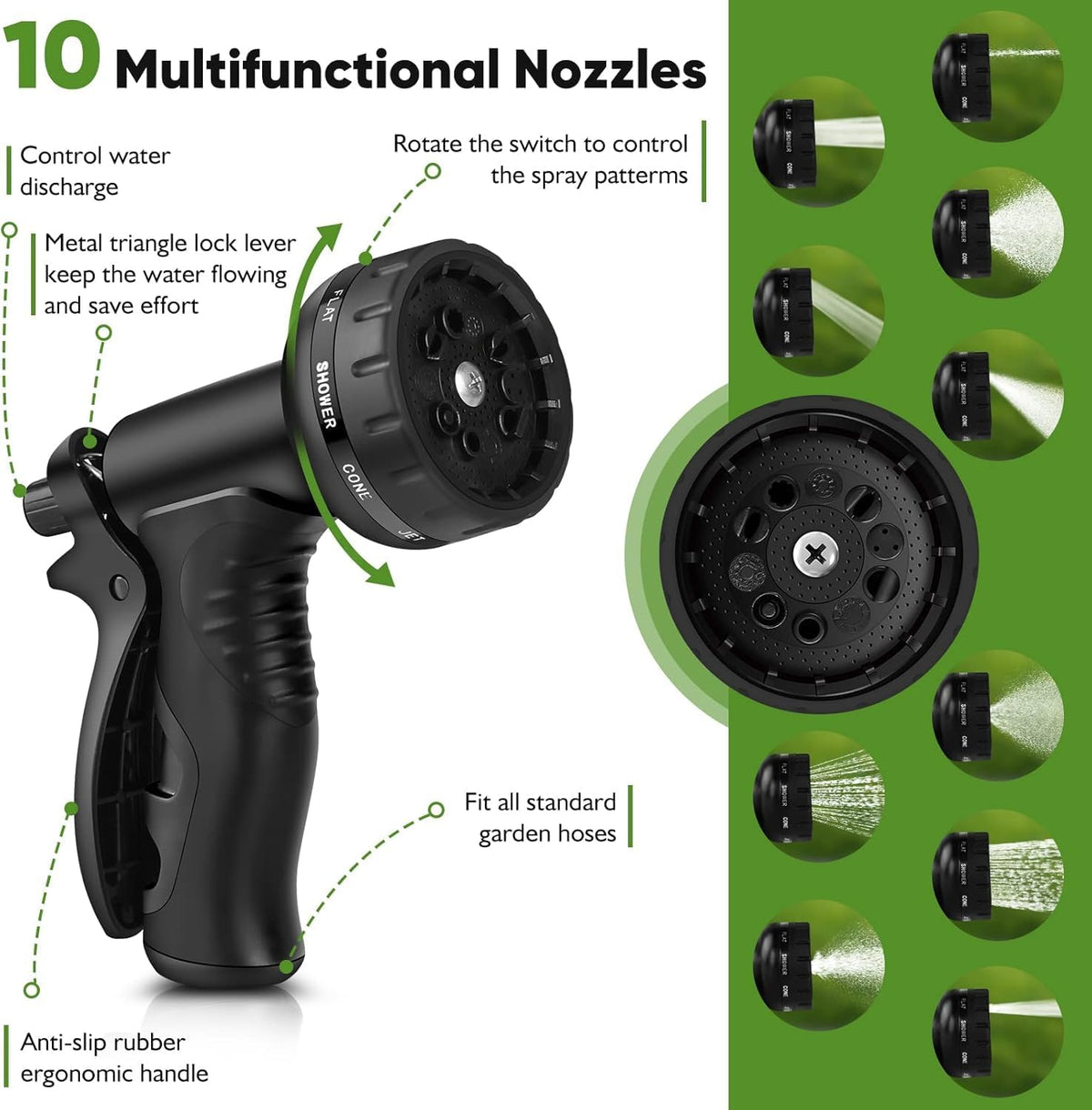 Rcfunkid 75FT No-Kink Metal Hose With 10 Function Nozzle Tough