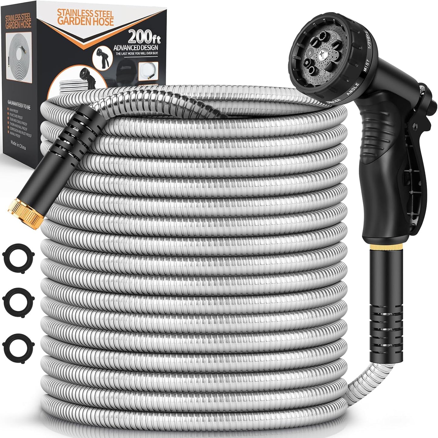 Rcfunkid 75FT No-Kink Metal Hose With 10 Function Nozzle Tough