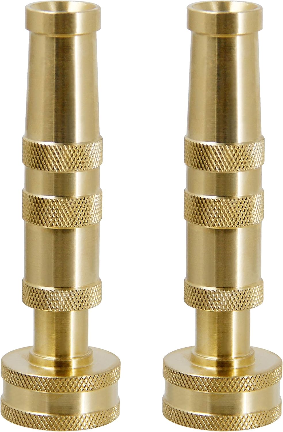 Brass Hose Nozzle, Heavy-Duty Brass Adjustable Twist Hose Nozzle, 2 Pack (4")