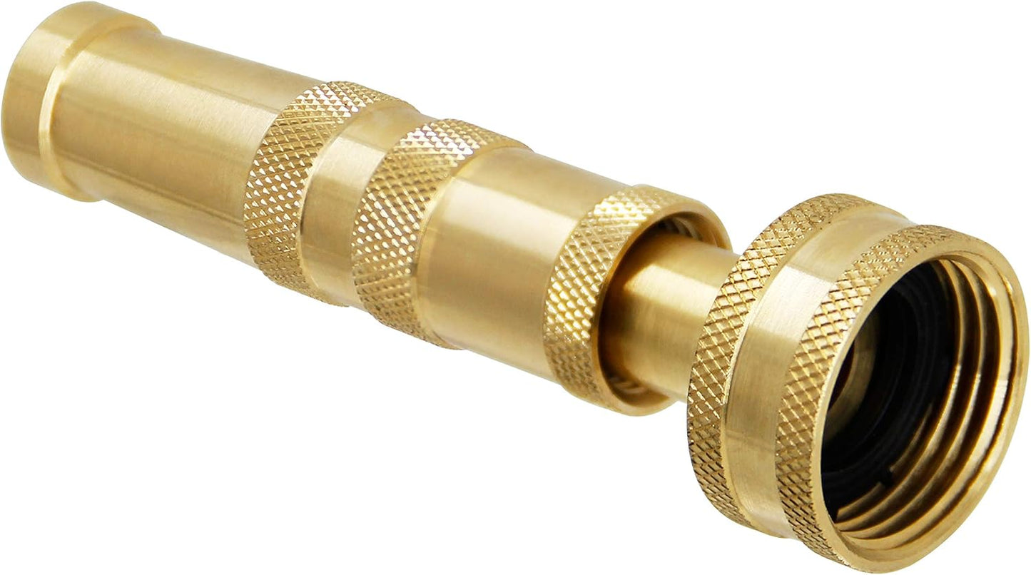 Brass Hose Nozzle, Heavy-Duty Brass Adjustable Twist Hose Nozzle, 2 Pack (4")