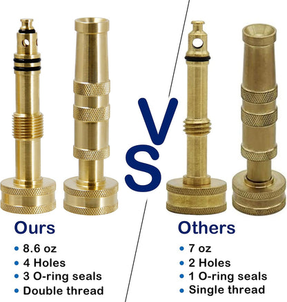Brass Hose Nozzle, Heavy-Duty Brass Adjustable Twist Hose Nozzle, 2 Pack (4")