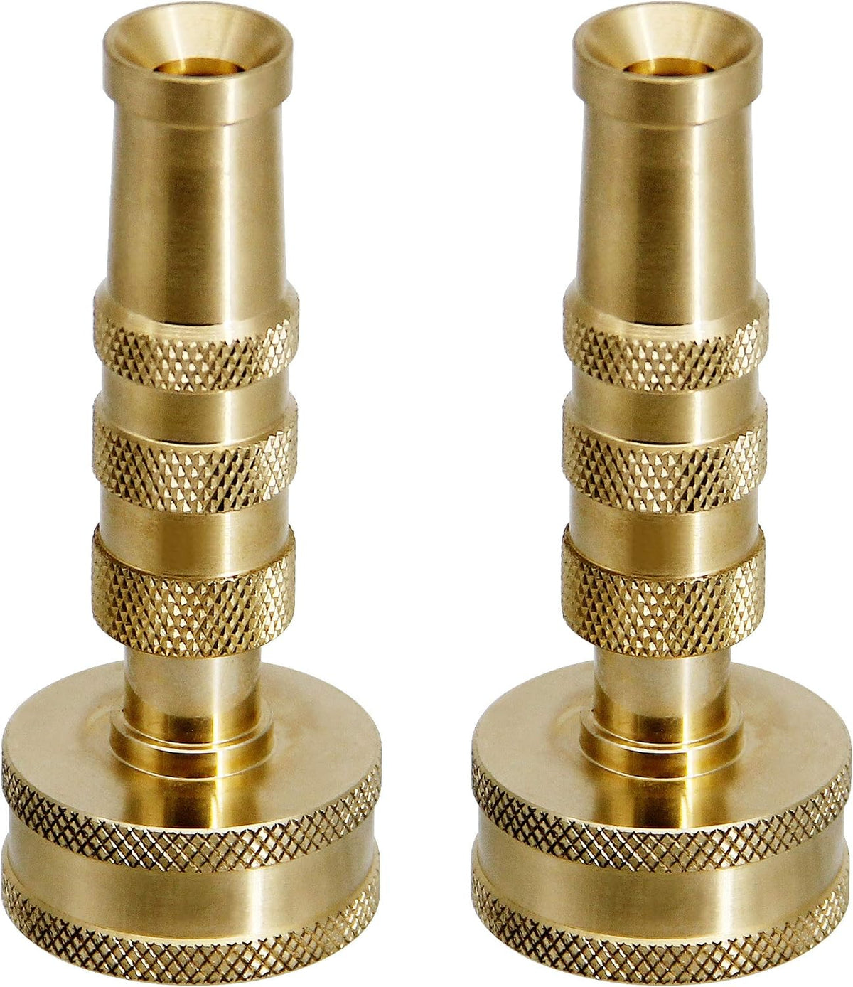 Brass Hose Nozzle, Heavy-Duty Brass Adjustable Twist Hose Nozzle, 2 Pack (4")