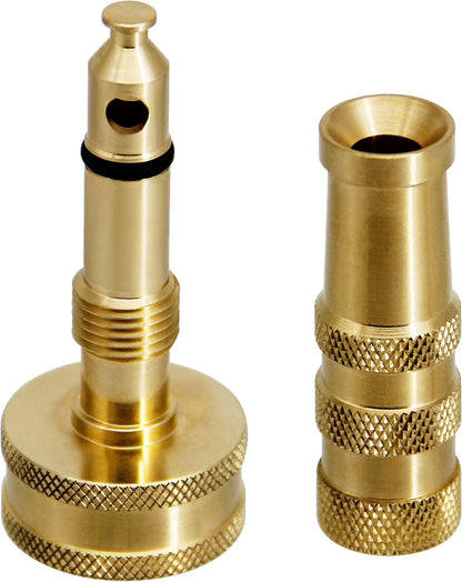 Brass Hose Nozzle, Heavy-Duty Brass Adjustable Twist Hose Nozzle, 2 Pack (4")