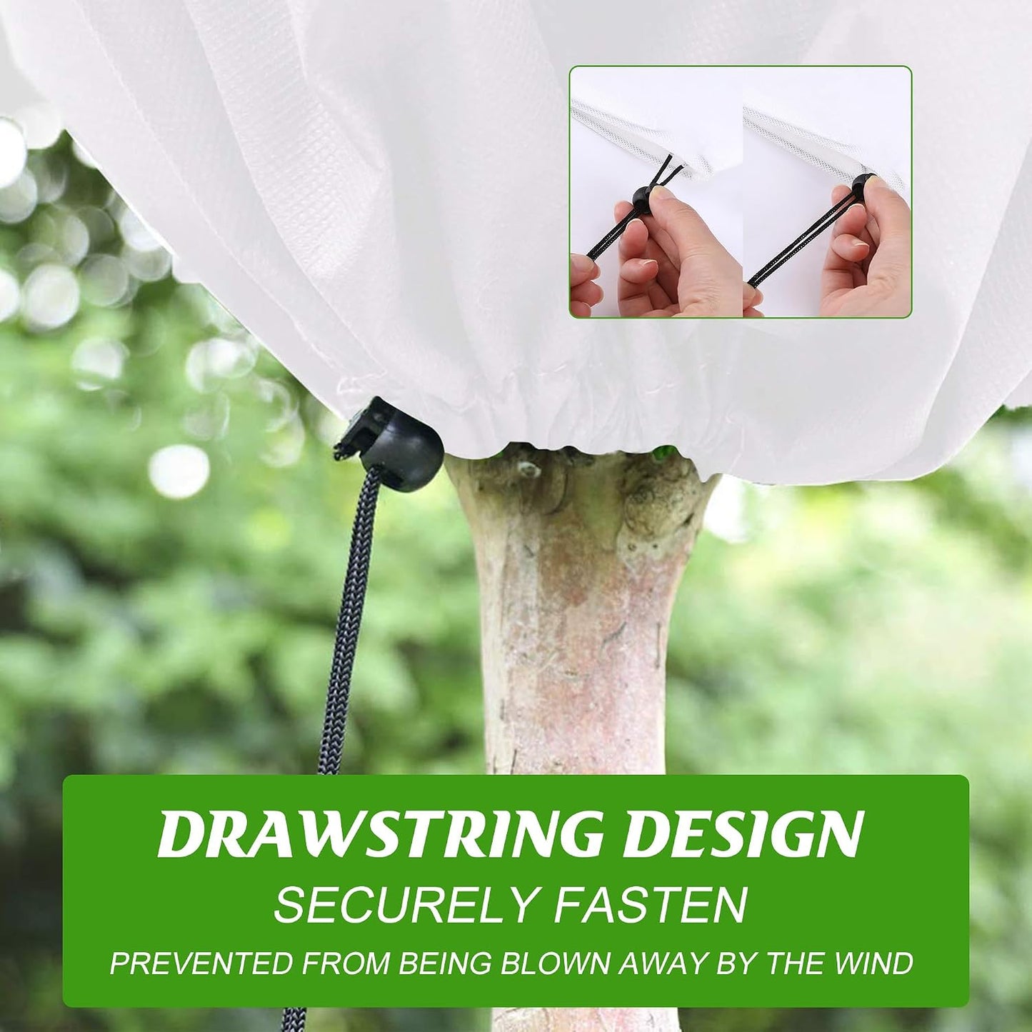 4 Packs Winter Drawstring Plant Covers-23.6 x 31.5 Inch Warm Plant Protection Cover Bags, Frost Cloth Blanket Protecting Fruit Tree Potted Plants from Freezing Animals Eating