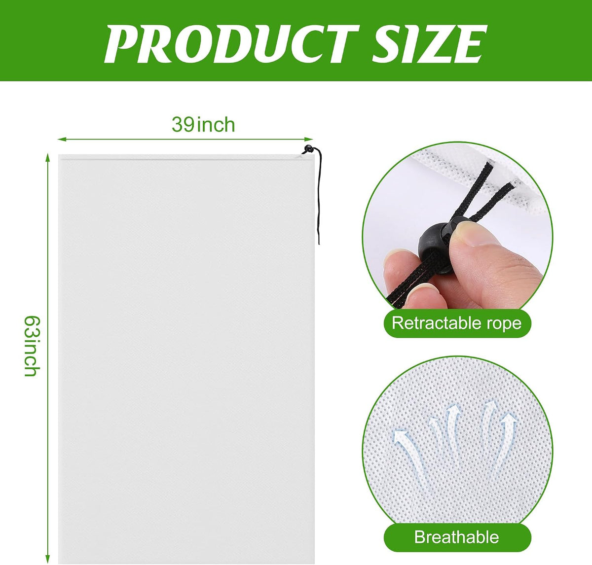 4 Packs Winter Drawstring Plant Covers-23.6 x 31.5 Inch Warm Plant Protection Cover Bags, Frost Cloth Blanket Protecting Fruit Tree Potted Plants from Freezing Animals Eating