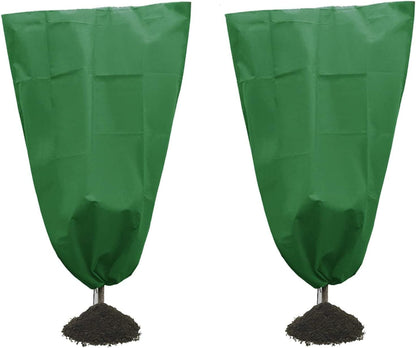 4 Packs Winter Drawstring Plant Covers-23.6 x 31.5 Inch Warm Plant Protection Cover Bags, Frost Cloth Blanket Protecting Fruit Tree Potted Plants from Freezing Animals Eating