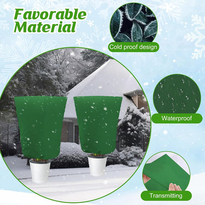 4 Packs Winter Drawstring Plant Covers-23.6 x 31.5 Inch Warm Plant Protection Cover Bags, Frost Cloth Blanket Protecting Fruit Tree Potted Plants from Freezing Animals Eating