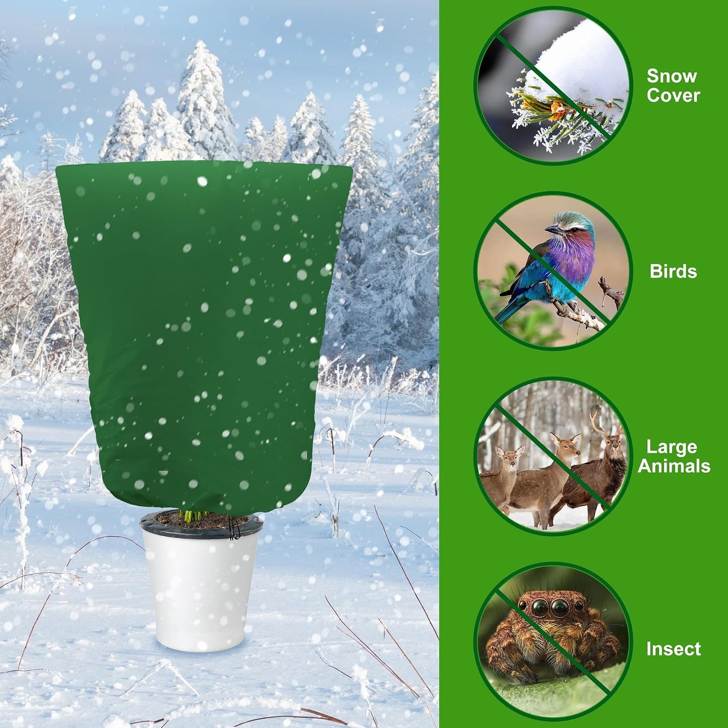 4 Packs Winter Drawstring Plant Covers-23.6 x 31.5 Inch Warm Plant Protection Cover Bags, Frost Cloth Blanket Protecting Fruit Tree Potted Plants from Freezing Animals Eating