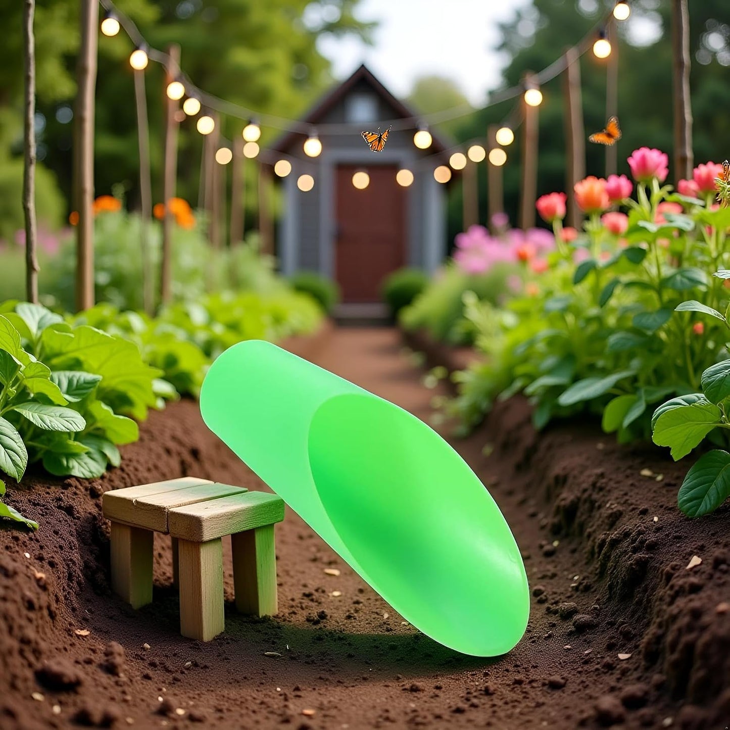 Plastic Garden Soil Scoops, Cup Spade Shovel Mini Colorful Soil Scoops Plant Potting Shovels Bucket Shovel Gardening Tools Hand Tools Shovels (Green)