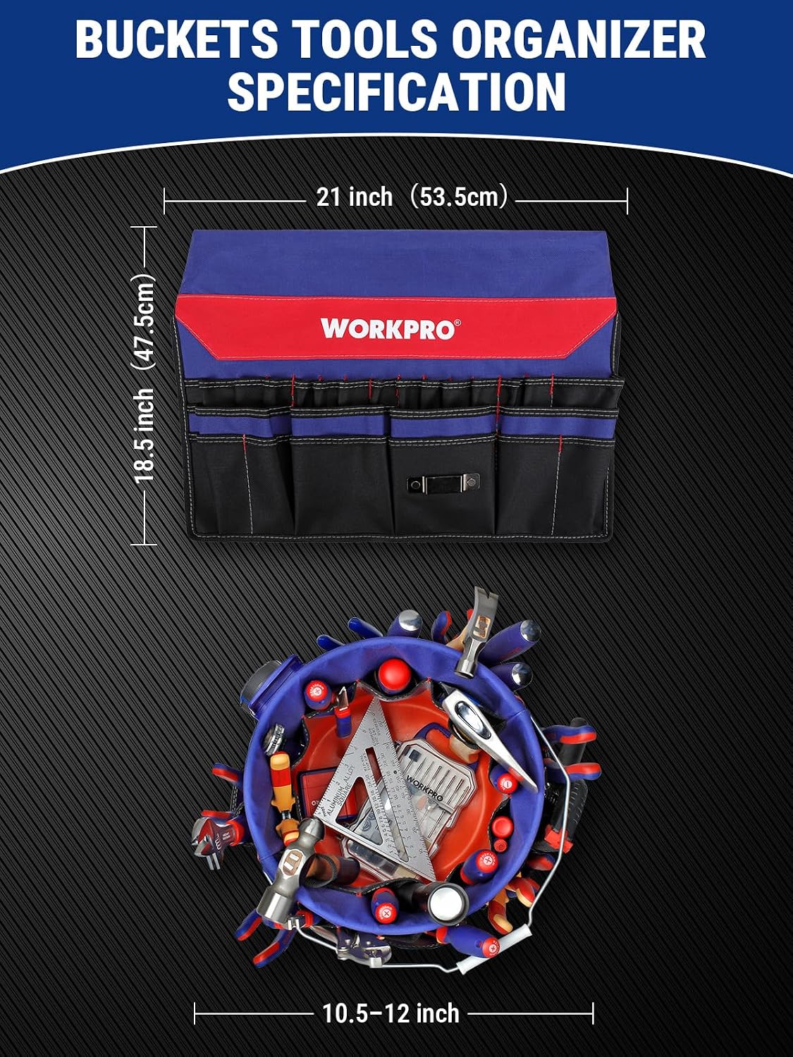 Bucket Tool Organizer with 51 Pockets Fits for 3.5-5 Gallon Bucket