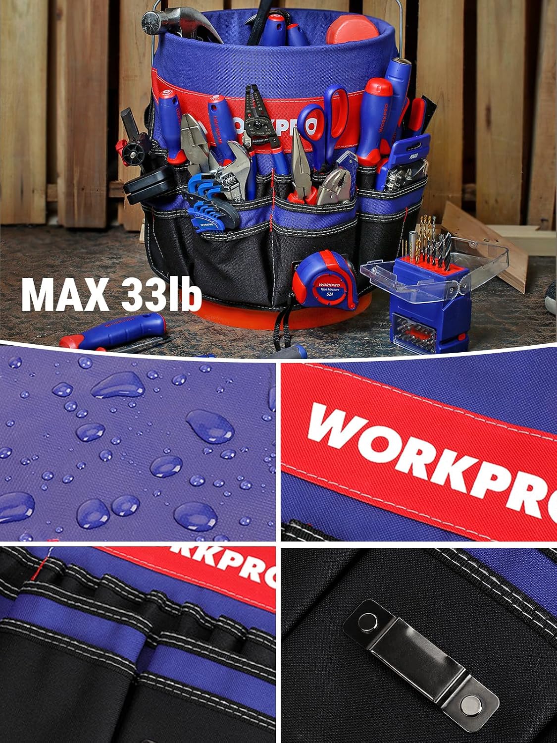 Bucket Tool Organizer with 51 Pockets Fits for 3.5-5 Gallon Bucket