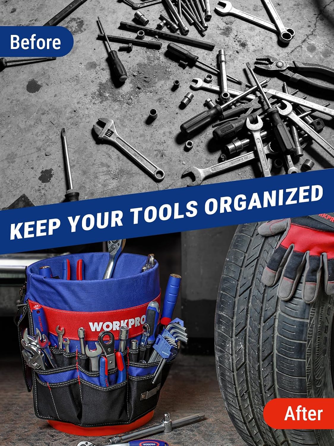 Bucket Tool Organizer with 51 Pockets Fits for 3.5-5 Gallon Bucket
