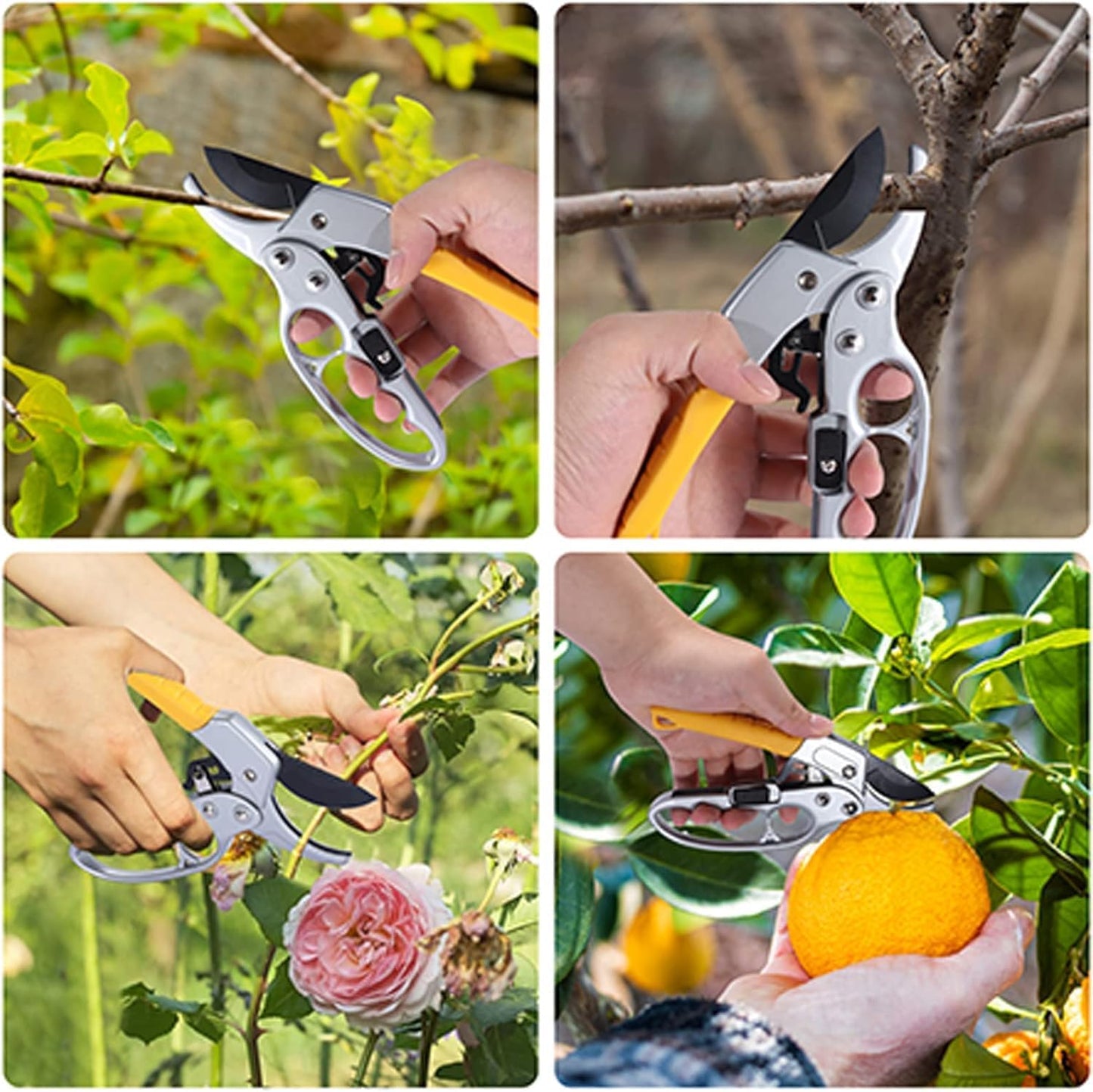 1 PCS Garden clippers，Ratchet Hand Pruning Shears, Work 3 times easier, Hand pruners, Cutting rose, floral, tree, live plants, Sharp, Durable trimming scissors, Arthritis weak hand snips.