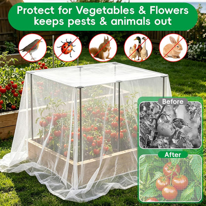 Metal Garden Netting Covers Kit, 6 Pack 2.6FT Poles, 10FTX13FT Mesh