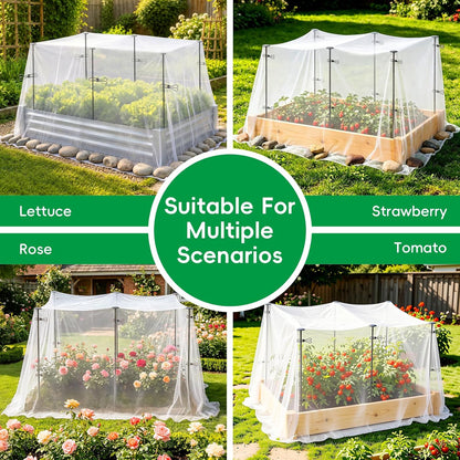 Metal Garden Netting Covers Kit, 6 Pack 2.6FT Poles, 10FTX13FT Mesh