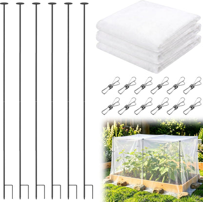 Metal Garden Netting Covers Kit, 6 Pack 2.6FT Poles, 10FTX13FT Mesh